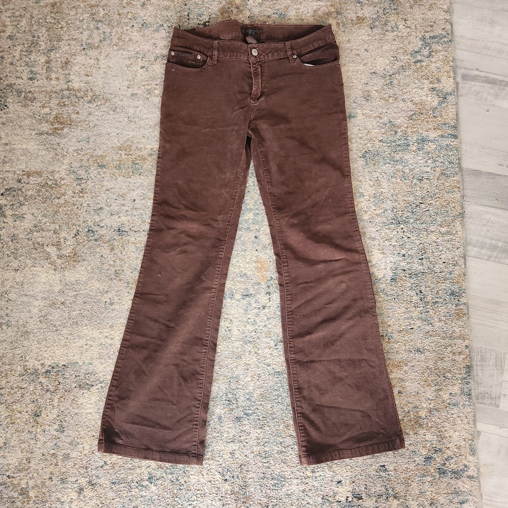 Corduroy Brown Straight Flare Low Rise 90s Grung Neutral Textured Velvet Pants